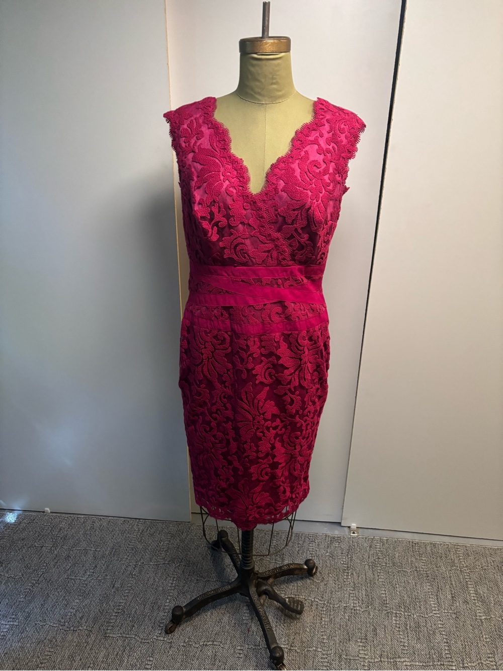 Fuchsia Lace Sheath Dress